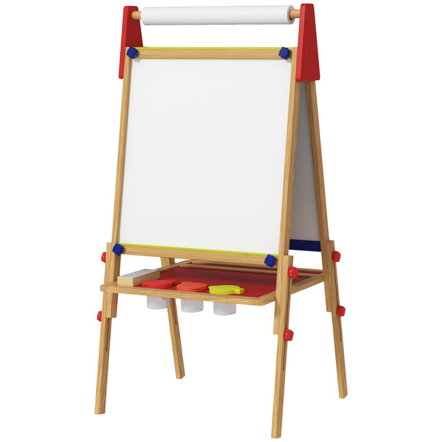 Adjustable height double-sided easel for children with shelf, ages 3-8