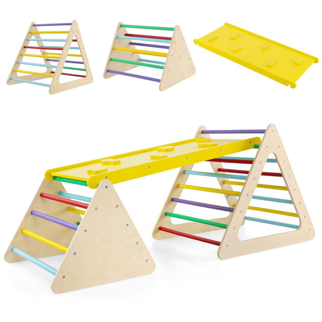 3 in 1 climbing toy set with climbing triangle & ladder & slide climbing frame colorful