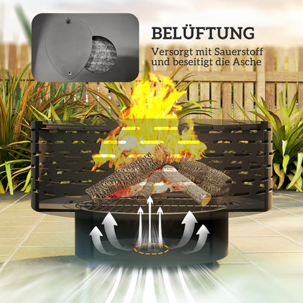 Fire pit in stainless steel with grill, 60 cm - Spark protection