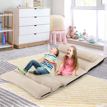 3 in 1 folding floor sofa with sleeping function & adjustable backrest beige