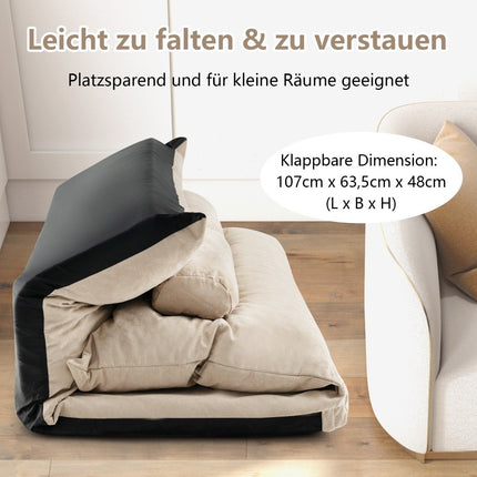 3 in 1 folding floor sofa with sleeping function & adjustable backrest beige