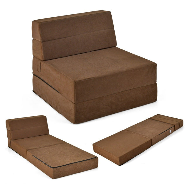 3 in 1 folding sofa bed with washable cover extra thick foam (15cm) brown