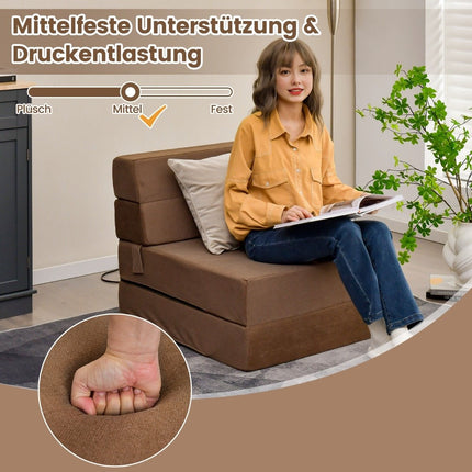 3 in 1 folding sofa bed with washable cover extra thick foam (15cm) brown