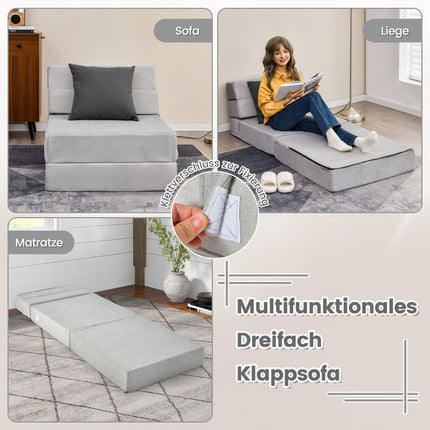 3 in 1 folding sofa bed with washable cover extra thick foam (15cm) gray
