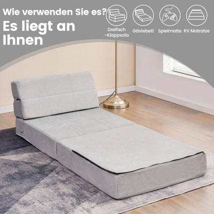 3 in 1 folding sofa bed with washable cover extra thick foam (15cm) gray