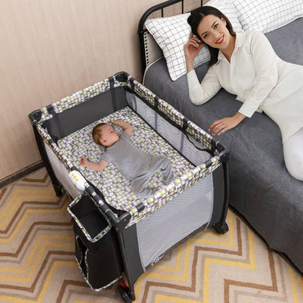 3 in 1 folding travel cot & changing table & playpen with removable mosquito net