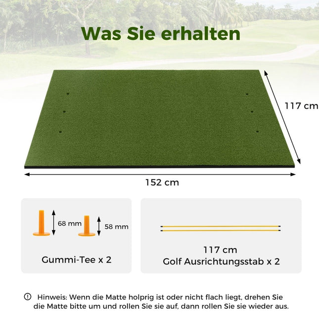 3-in-1 golf tee mat. High-quality hitting mat with artificial turf, 152 x 117 cm.