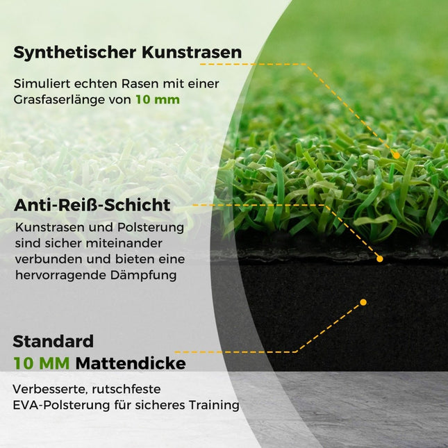 3-in-1 golf tee mat. High-quality hitting mat with artificial turf, 152 x 117 cm.