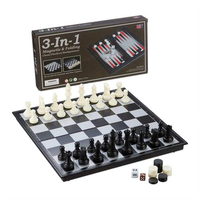 3-in-1 magnetische schaakset
