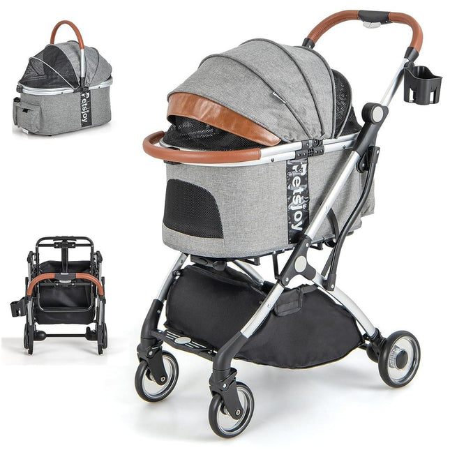 3 in 1 pet stroller up to 15 kg with waterproof cover storage basket & telescopic handle