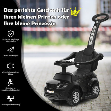 3 in 1 push car push car ride-on vehicle with removable push handle and protective bar black