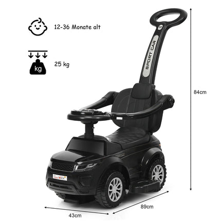 3 in 1 push car push car ride-on vehicle with removable push handle and protective bar black