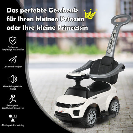 3 in 1 push car push car ride-on vehicle with removable push handle and protective bar white