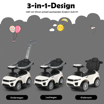 3 in 1 push car push car ride-on vehicle with removable push handle and protective bar white