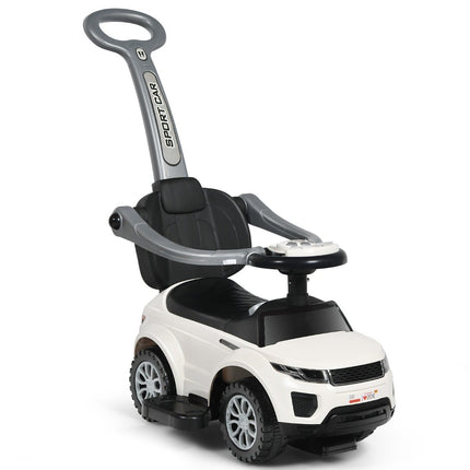 3 in 1 push car push car ride-on vehicle with removable push handle and protective bar white