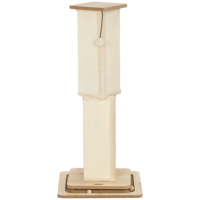 Sisal Cat Scratching Post, 87cm with Play Ball, Oak
