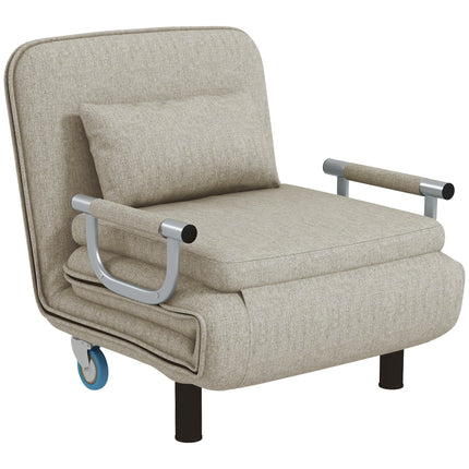 Folding sofa bed chair, 120 kg capacity, grey, adjustable backrest