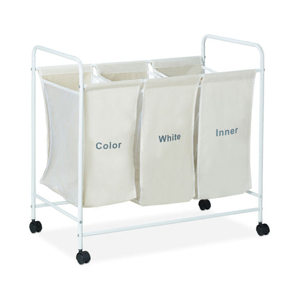 3 laundry sorters with rollers