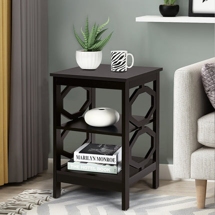 3 level bedside table OO-shaped side table with stable structure 40 x 40 x 61 cm brown