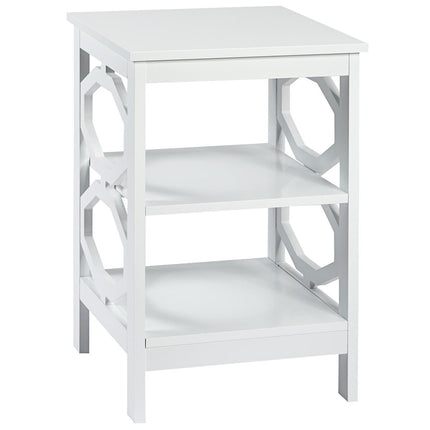3 level bedside table OO-shaped side table with stable structure 40 x 40 x 61 cm white