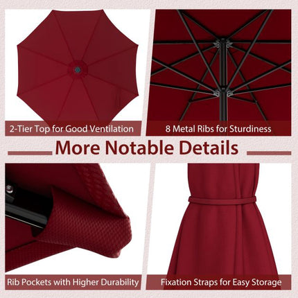 3m Patio Umbrella – Crank Handle, Push-Button Tilt, 8 Ribs
