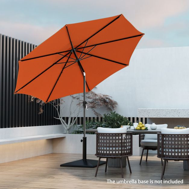 3m Patio Umbrella, Tilt Crank, 8-Rib Canopy, Orange