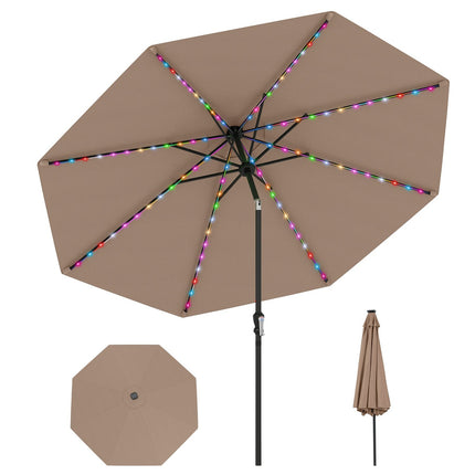 3m Patio Umbrella with Solar LED Lights, 9 Modes