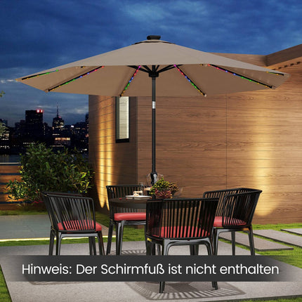 3m Patio Umbrella with Solar LED Lights, 9 Modes