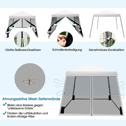 3m x 3m Large Canopy Party Tent with Slanted Legs White