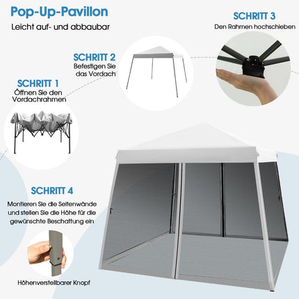 3m x 3m Large Canopy Party Tent with Slanted Legs White