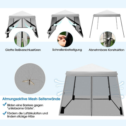 3m x 3m Large Canopy Tent Party Tent with Slanted Legs Grey