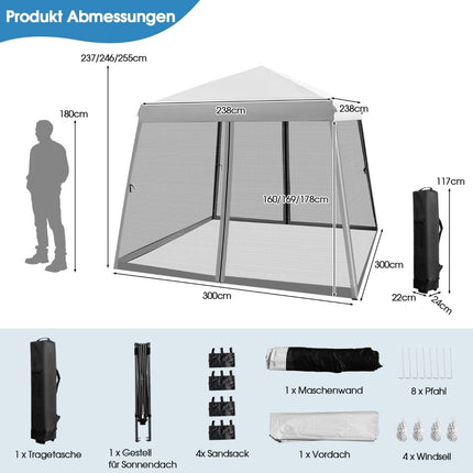 3m x 3m Large Canopy Tent Party Tent with Slanted Legs Grey