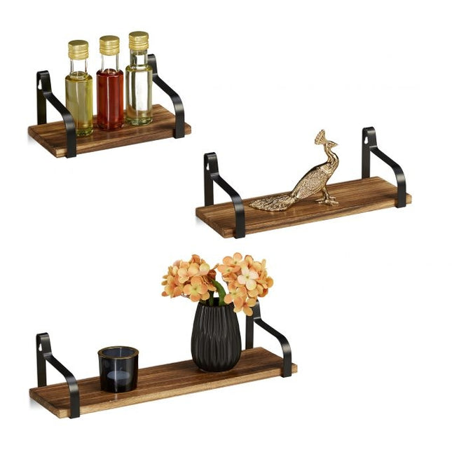3 pcs. Floating wooden shelves