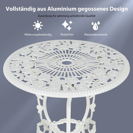 3 pcs. Garden furniture set balcony set with 2 chairs & table made of cast aluminum & cast iron white