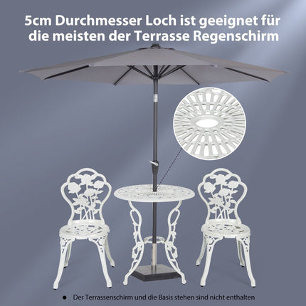 3 pcs. Garden furniture set balcony set with 2 chairs & table made of cast aluminum & cast iron white