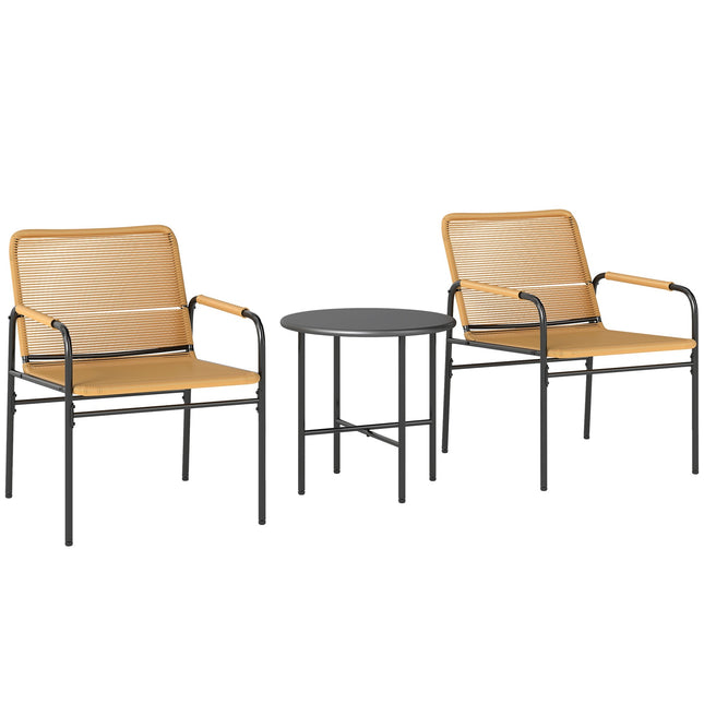 Rattan bistro set - 2 chairs & table, garden/patio, yellow
