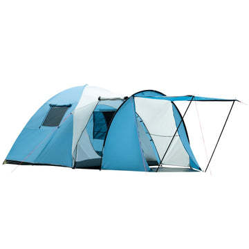 3-person family tent, bedroom and vestibule, waterproof blue