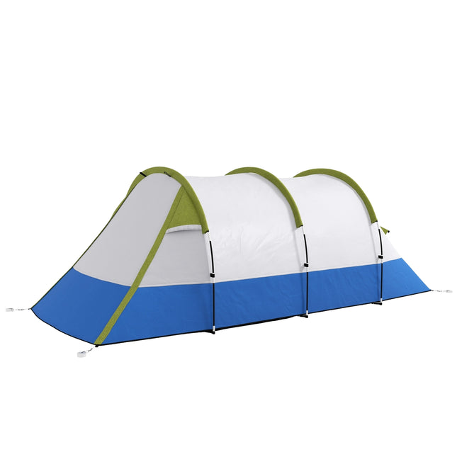 3-person tunnel tent, windproof, 2 rooms, water-repellent