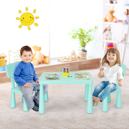 3-piece children's seating group, children's table with 2 chairs, children's furniture made of plastic, green