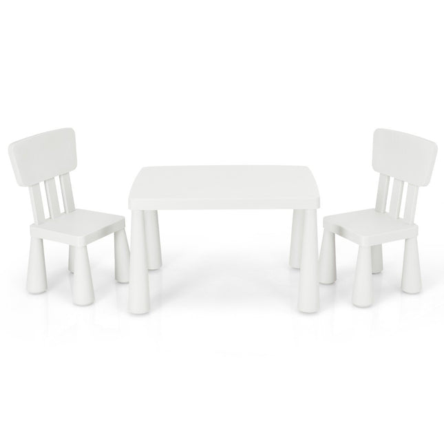 3-piece children's seating set, children's table with 2 chairs, children's furniture made of white plastic