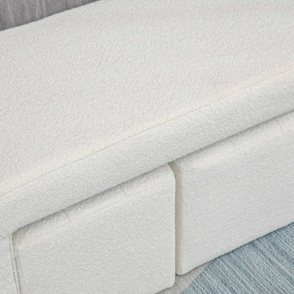 White upholstered 3-piece ottoman set for living room