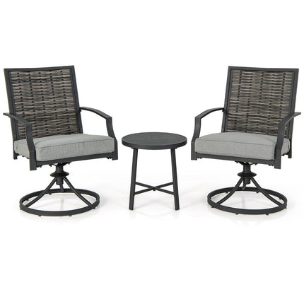 3-piece patio furniture set with coffee table & soft seat cushions & robust metal frame