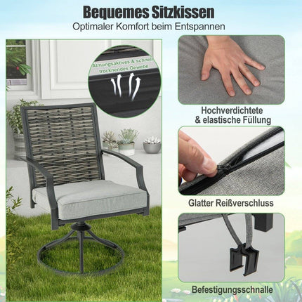 3-piece patio furniture set with coffee table & soft seat cushions & robust metal frame