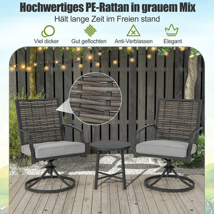 3-piece patio furniture set with coffee table & soft seat cushions & robust metal frame
