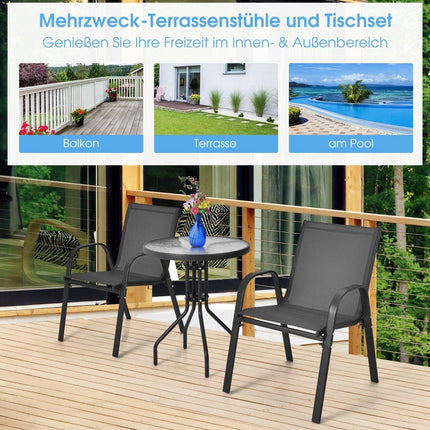 3 pieces Balcony furniture set bistro table with 2 stackable chairs balcony set garden set garden furniture