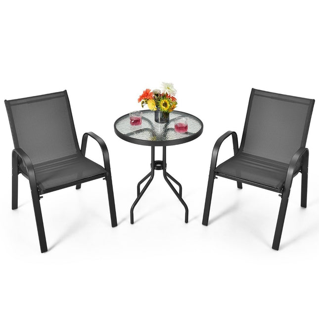 3 pieces Balcony furniture set bistro table with 2 stackable chairs balcony set garden set garden furniture