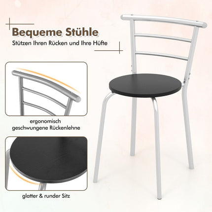 3 pieces Dining group kitchen table &amp; Chairs with wine rack Space-saving seating group Dining room group silver