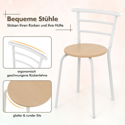 3 pieces Dining group kitchen table &amp; Chairs with wine rack, space-saving seating group, dining room group, white