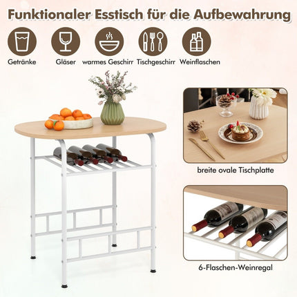 3 pieces Dining group kitchen table &amp; Chairs with wine rack, space-saving seating group, dining room group, white