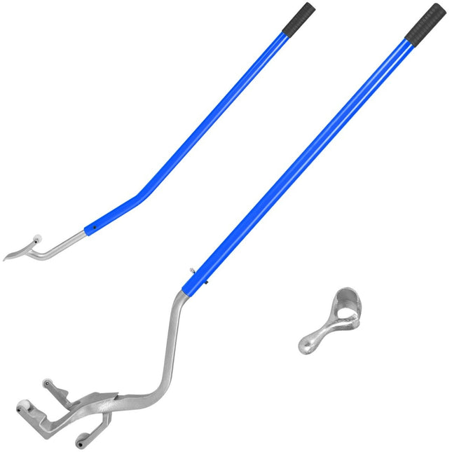 3-piece tire changing tool with steel bead holder blue